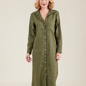 Light Blue Denim Button-Down Midi Dress